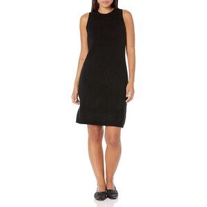 Vince Sweater Tank Dress M Black Leaf Wool Alpaca Knit Crew Neck Sleeveless $365